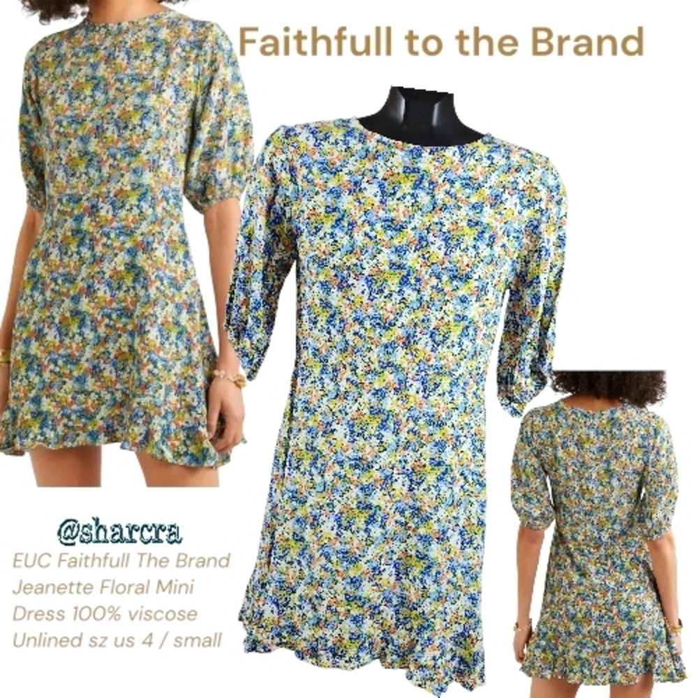 FAITHFULL THE BRAND Women's Jeanette Dress # FF1408 VFP Vionett Floral Mini 4 S